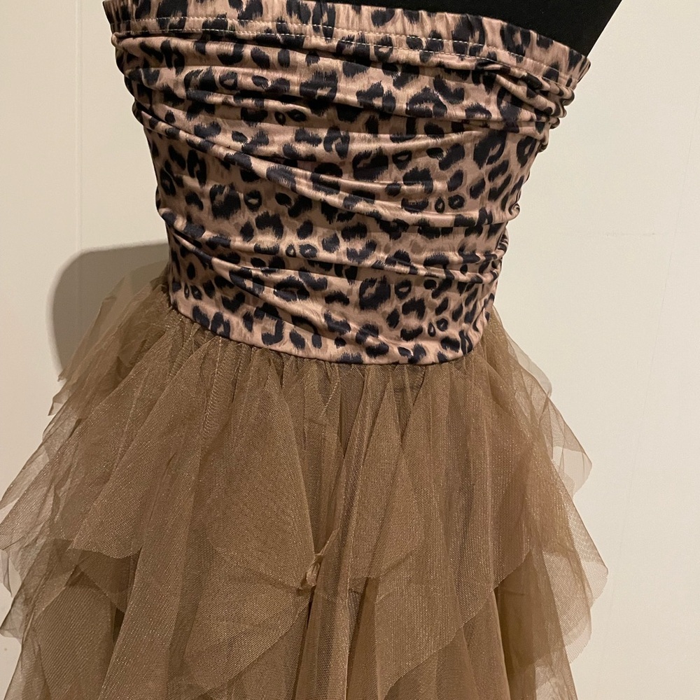 SHEIN Brown Asymmetrical Tulle leopard print dress - Picture 8 of 13